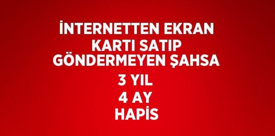 İNTERNETTEN EKRAN KARTI SATIP GÖNDERMEYEN ŞAHSA 3 YIL 4 AY HAPİS