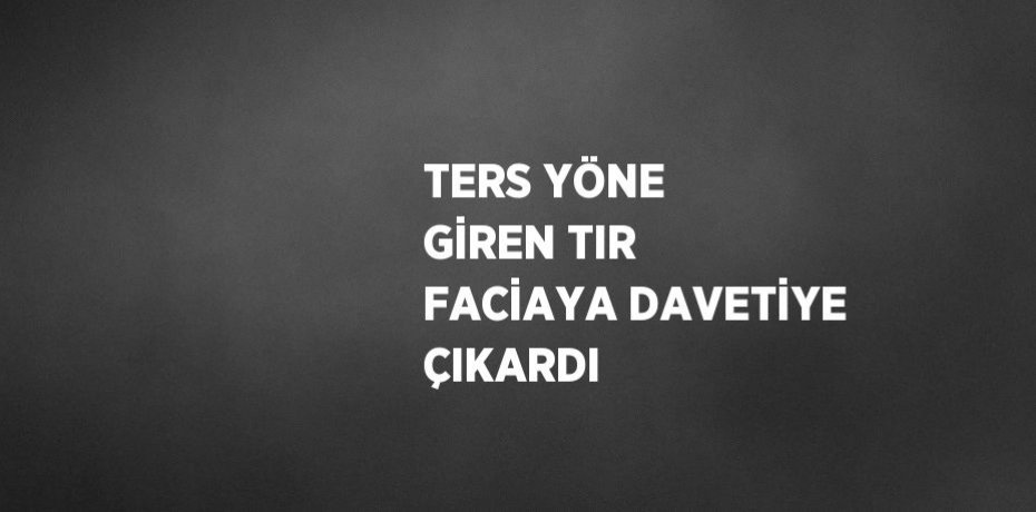 TERS YÖNE GİREN TIR FACİAYA DAVETİYE ÇIKARDI
