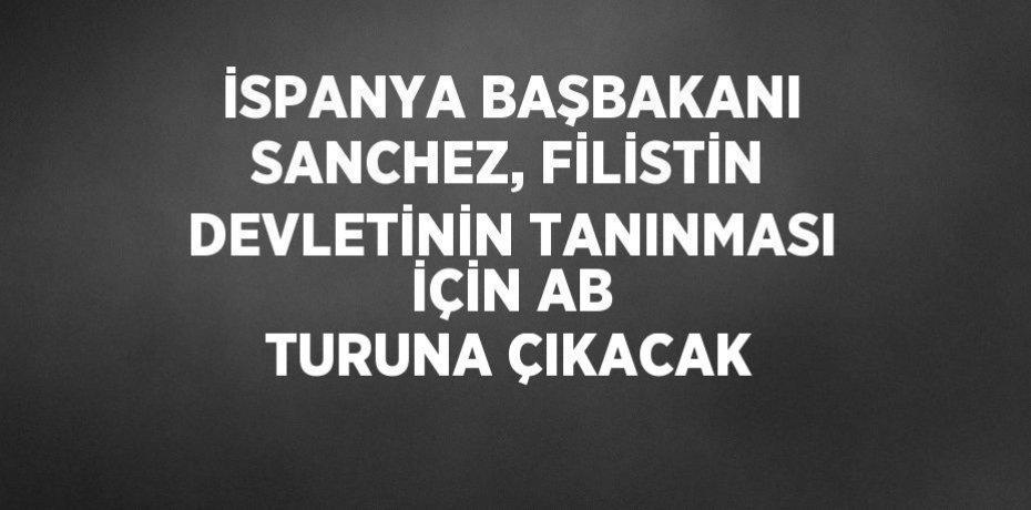 İSPANYA BAŞBAKANI SANCHEZ, FİLİSTİN DEVLETİNİN TANINMASI İÇİN AB TURUNA ÇIKACAK