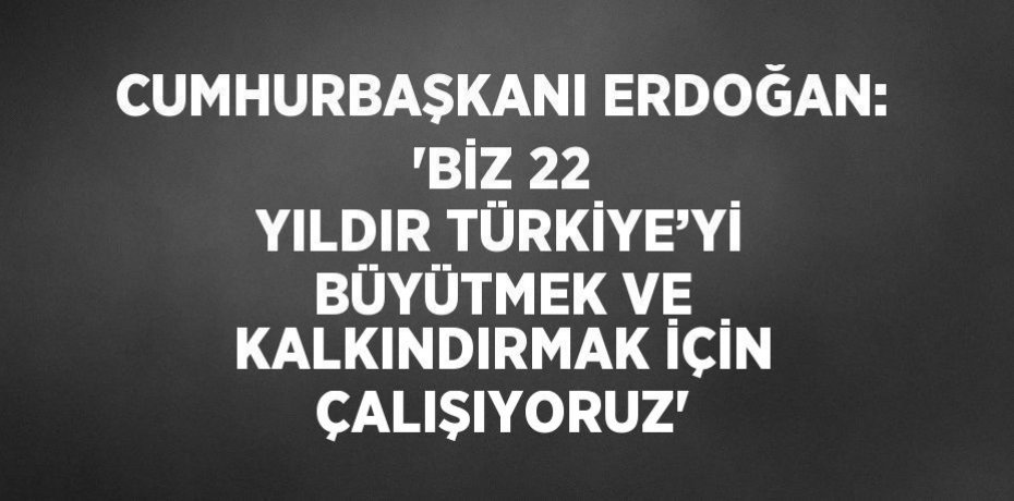 CUMHURBAŞKANI ERDOĞAN: 'BİZ 22 YILDIR TÜRKİYE’Yİ BÜYÜTMEK VE KALKINDIRMAK İÇİN ÇALIŞIYORUZ'