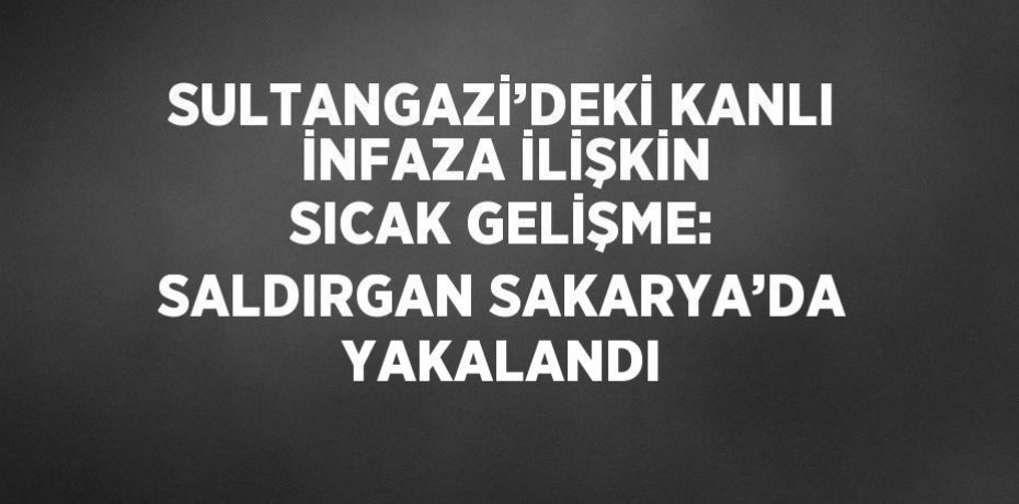SULTANGAZİ’DEKİ KANLI İNFAZA İLİŞKİN SICAK GELİŞME: SALDIRGAN SAKARYA’DA YAKALANDI