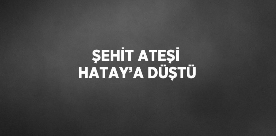 ŞEHİT ATEŞİ HATAY’A DÜŞTÜ