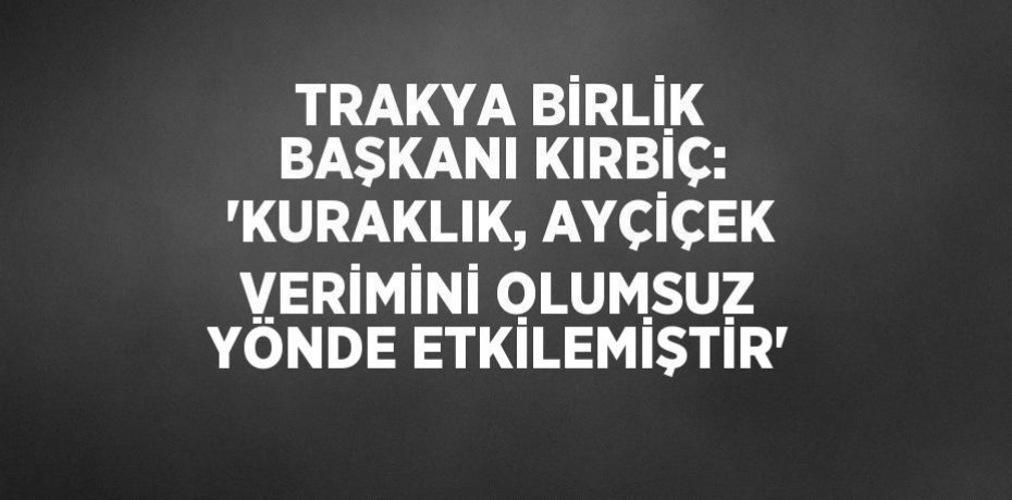 TRAKYA BİRLİK BAŞKANI KIRBİÇ: 'KURAKLIK, AYÇİÇEK VERİMİNİ OLUMSUZ YÖNDE ETKİLEMİŞTİR'
