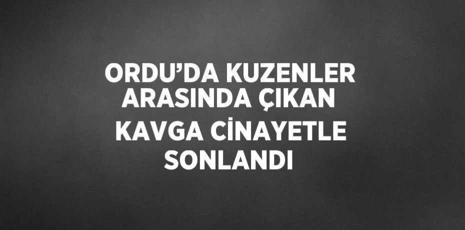 ORDU’DA KUZENLER ARASINDA ÇIKAN KAVGA CİNAYETLE SONLANDI