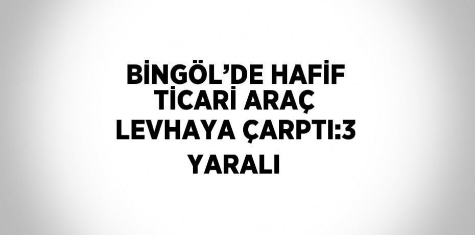 BİNGÖL’DE HAFİF TİCARİ ARAÇ LEVHAYA ÇARPTI:3 YARALI