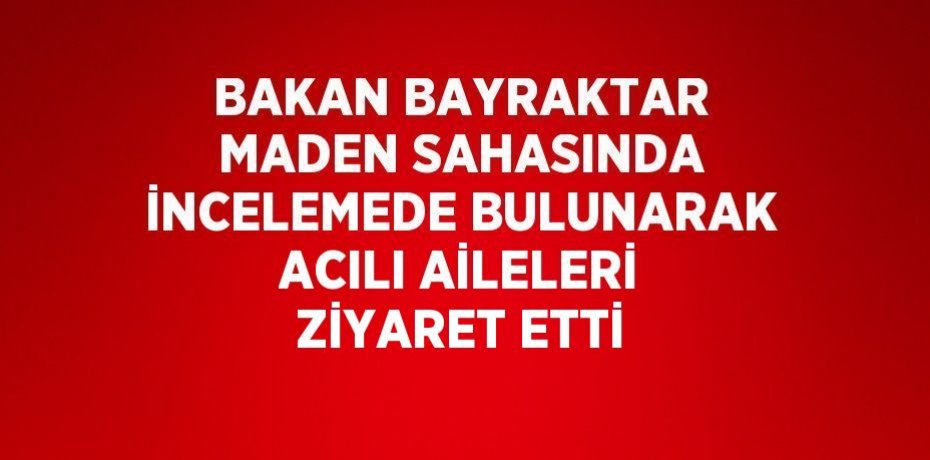 BAKAN BAYRAKTAR MADEN SAHASINDA İNCELEMEDE BULUNARAK ACILI AİLELERİ ZİYARET ETTİ