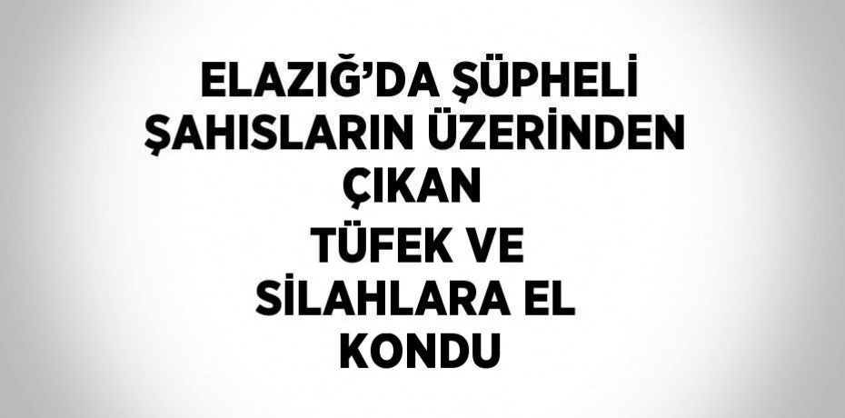 ELAZIĞ’DA ŞÜPHELİ ŞAHISLARIN ÜZERİNDEN ÇIKAN  TÜFEK VE SİLAHLARA EL KONDU