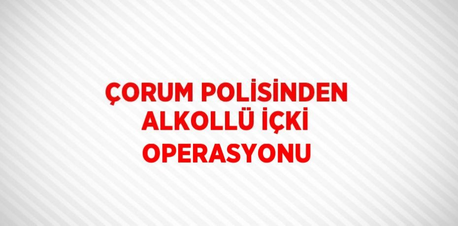 ÇORUM POLİSİNDEN ALKOLLÜ İÇKİ OPERASYONU