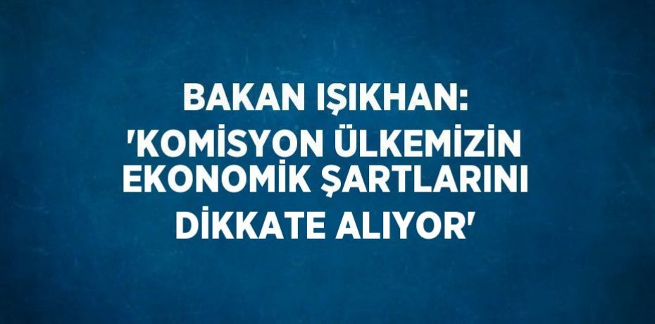 BAKAN IŞIKHAN: 'KOMİSYON ÜLKEMİZİN EKONOMİK ŞARTLARINI DİKKATE ALIYOR'