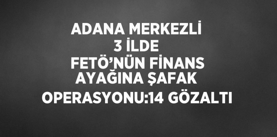 ADANA MERKEZLİ 3 İLDE FETÖ’NÜN FİNANS AYAĞINA ŞAFAK OPERASYONU:14 GÖZALTI