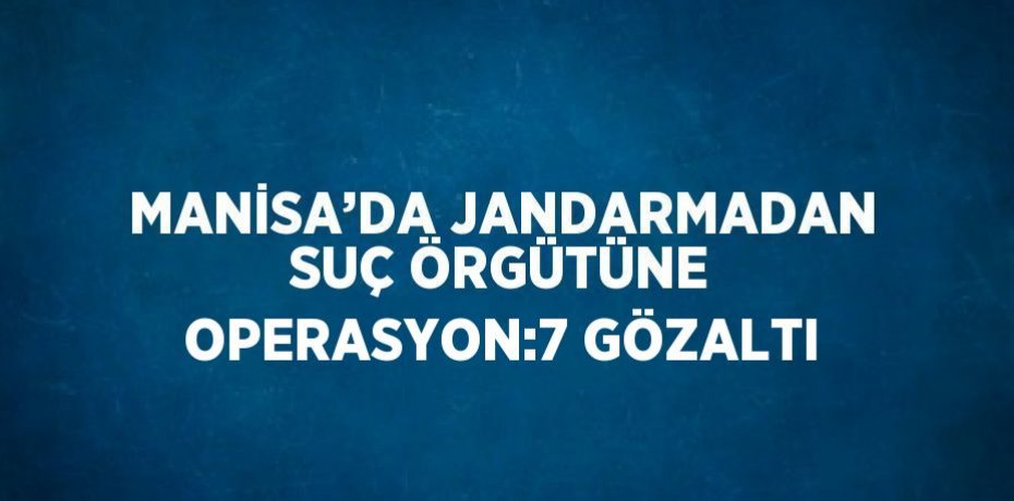 MANİSA’DA JANDARMADAN SUÇ ÖRGÜTÜNE OPERASYON:7 GÖZALTI