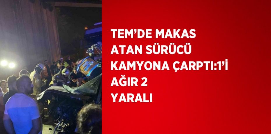 TEM’DE MAKAS ATAN SÜRÜCÜ KAMYONA ÇARPTI:1’İ AĞIR 2 YARALI