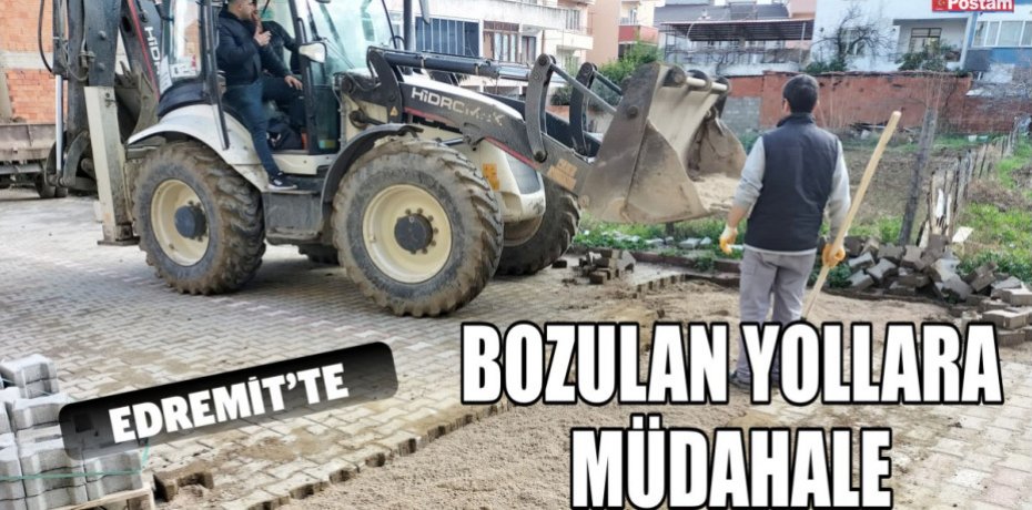 EDREMİT’TE BOZULAN YOLLARA MÜDAHALE