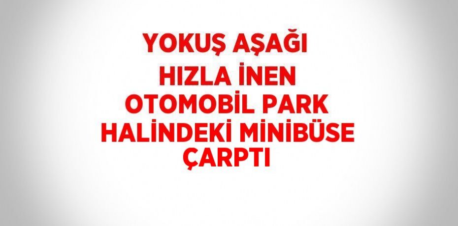 YOKUŞ AŞAĞI HIZLA İNEN OTOMOBİL PARK HALİNDEKİ MİNİBÜSE ÇARPTI