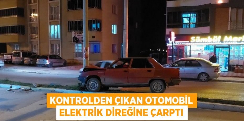 KONTROLDEN ÇIKAN OTOMOBİL ELEKTRİK DİREĞİNE ÇARPTI
