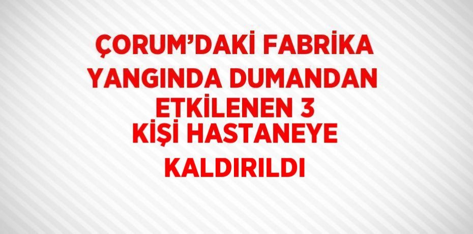 ÇORUM’DAKİ FABRİKA YANGINDA DUMANDAN ETKİLENEN 3 KİŞİ HASTANEYE KALDIRILDI