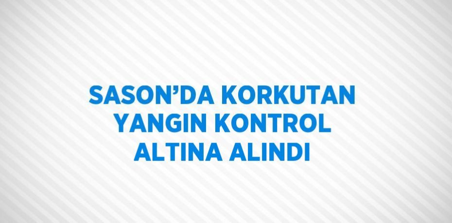 SASON’DA KORKUTAN YANGIN KONTROL ALTINA ALINDI