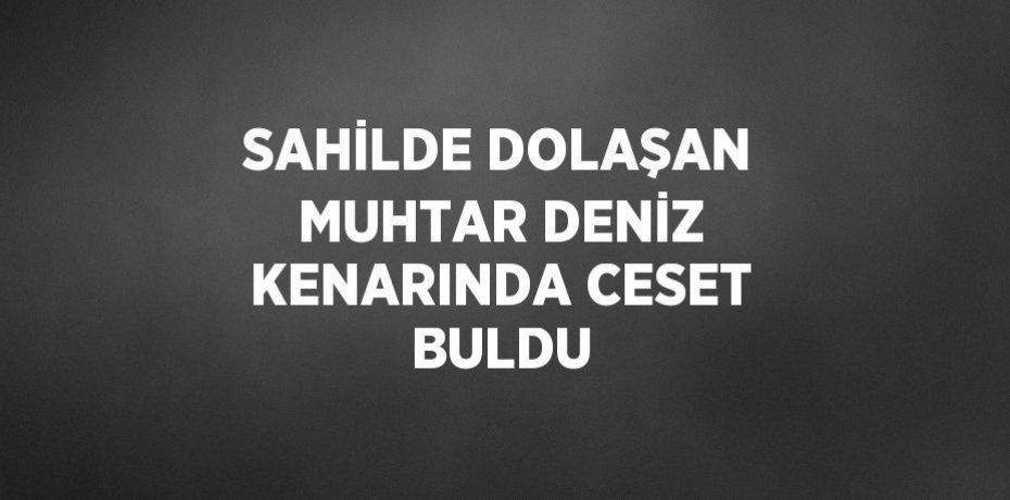 SAHİLDE DOLAŞAN MUHTAR DENİZ KENARINDA CESET BULDU