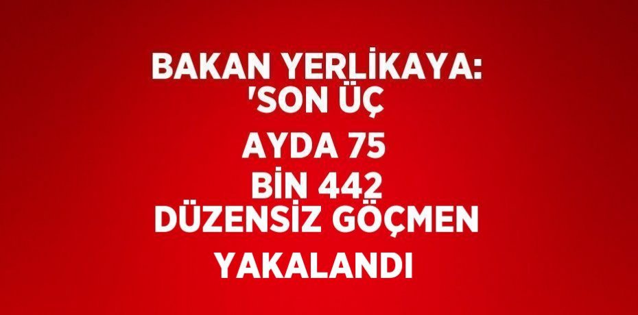 BAKAN YERLİKAYA: 'SON ÜÇ AYDA 75 BİN 442 DÜZENSİZ GÖÇMEN YAKALANDI