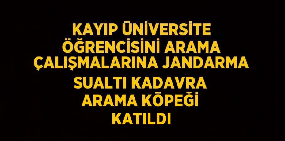 KAYIP ÜNİVERSİTE ÖĞRENCİSİNİ ARAMA ÇALIŞMALARINA JANDARMA SUALTI KADAVRA ARAMA KÖPEĞİ KATILDI