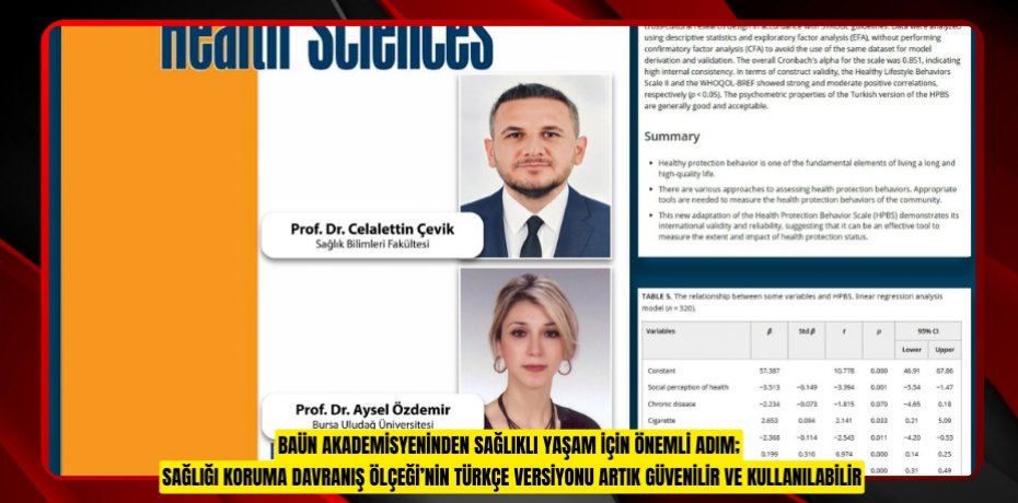 BAÜN AKADEMİSYENİNDEN SAĞLIKLI YAŞAM İÇİN ÖNEMLİ ADIM;  SAĞLIĞI KORUMA DAVRANIŞ ÖLÇEĞİ’NİN TÜRKÇE VERSİYONU ARTIK GÜVENİLİR VE KULLANILABİLİR