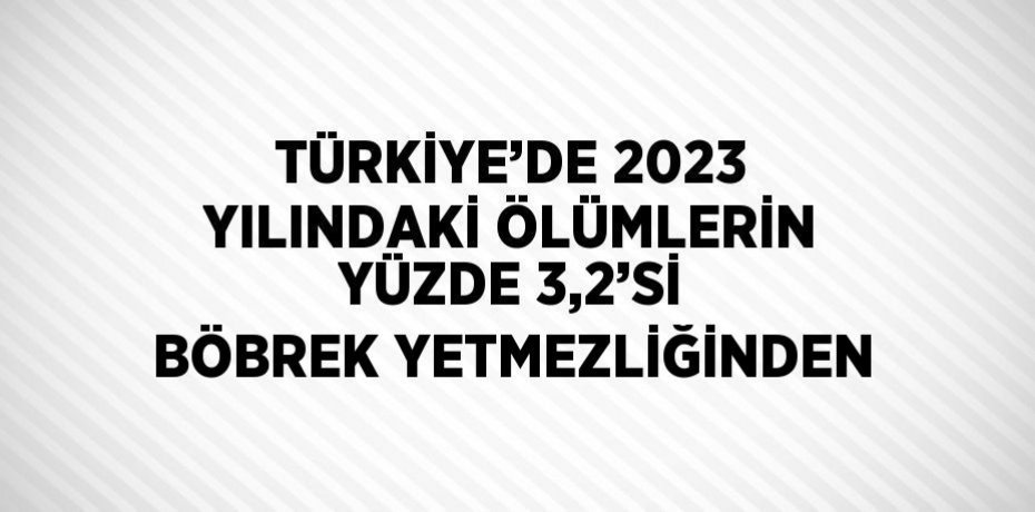 TÜRKİYE’DE 2023 YILINDAKİ ÖLÜMLERİN YÜZDE 3,2’Sİ BÖBREK YETMEZLİĞİNDEN