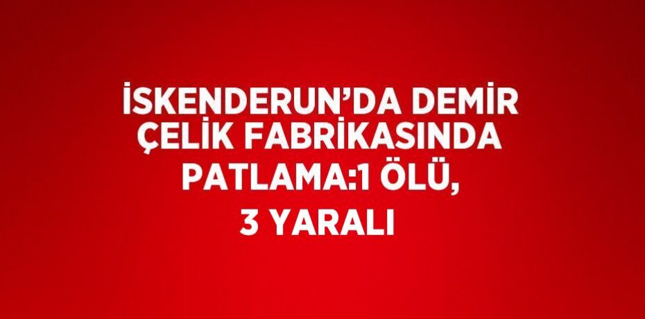 İSKENDERUN’DA DEMİR ÇELİK FABRİKASINDA PATLAMA:1 ÖLÜ, 3 YARALI