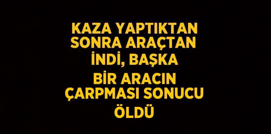 KAZA YAPTIKTAN SONRA ARAÇTAN İNDİ, BAŞKA BİR ARACIN ÇARPMASI SONUCU ÖLDÜ
