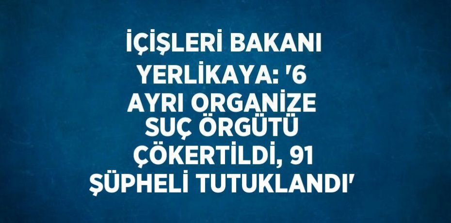İÇİŞLERİ BAKANI YERLİKAYA: '6 AYRI ORGANİZE SUÇ ÖRGÜTÜ ÇÖKERTİLDİ, 91 ŞÜPHELİ TUTUKLANDI'