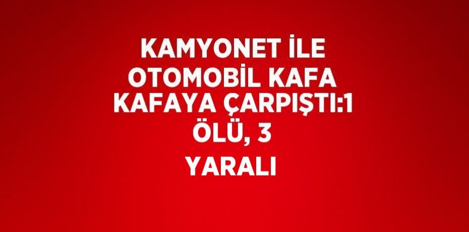 KAMYONET İLE OTOMOBİL KAFA KAFAYA ÇARPIŞTI:1 ÖLÜ, 3 YARALI