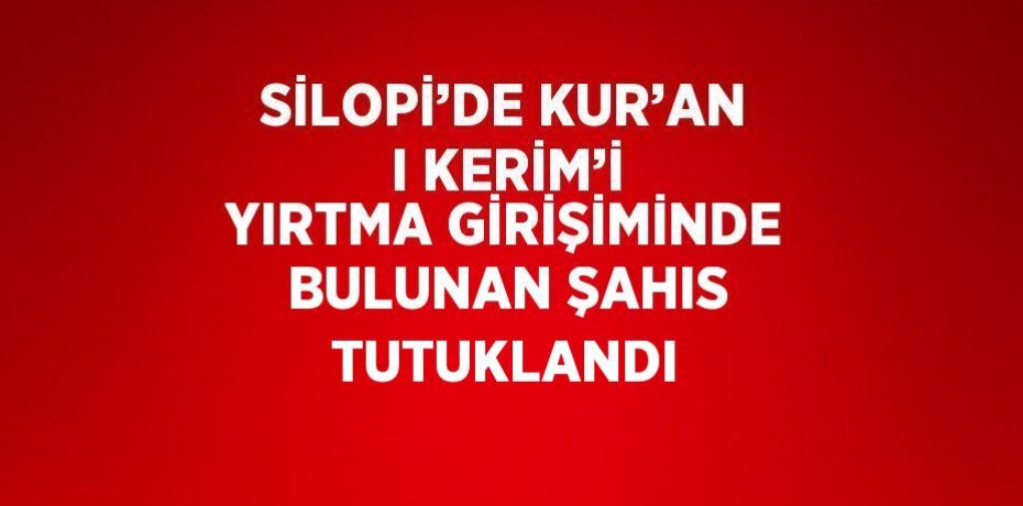 SİLOPİ’DE KUR’AN I KERİM’İ YIRTMA GİRİŞİMİNDE BULUNAN ŞAHIS TUTUKLANDI