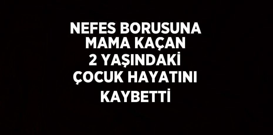 NEFES BORUSUNA MAMA KAÇAN 2 YAŞINDAKİ ÇOCUK HAYATINI KAYBETTİ