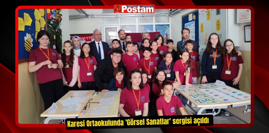 Karesi Ortaokulunda 'Görsel Sanatlar' sergisi açıldı  