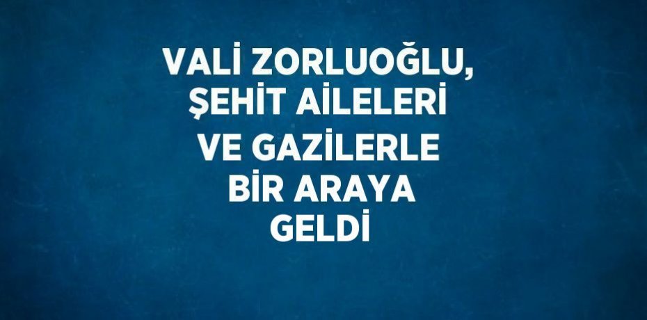 VALİ ZORLUOĞLU, ŞEHİT AİLELERİ VE GAZİLERLE BİR ARAYA GELDİ