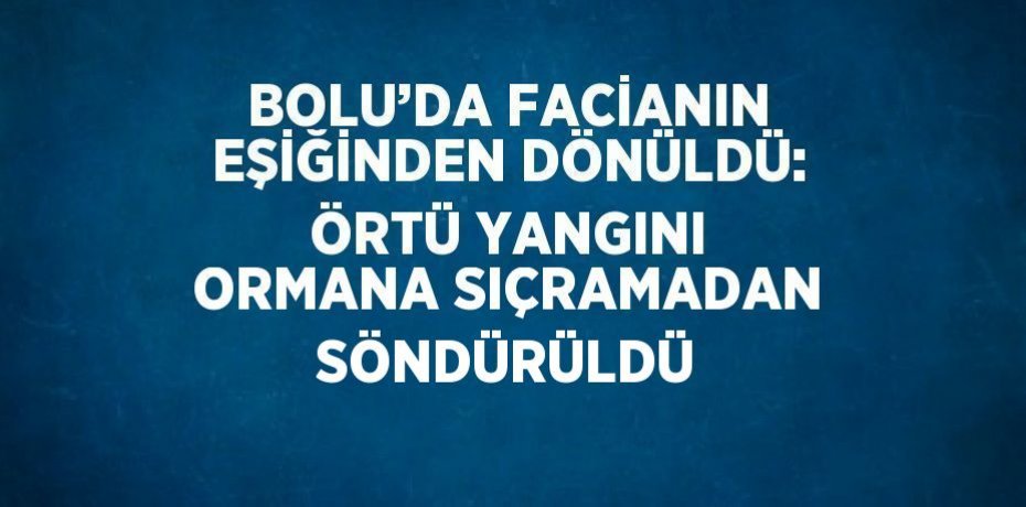 BOLU’DA FACİANIN EŞİĞİNDEN DÖNÜLDÜ: ÖRTÜ YANGINI ORMANA SIÇRAMADAN SÖNDÜRÜLDÜ