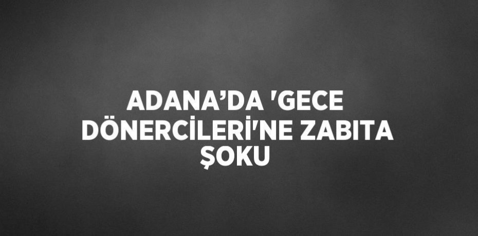 ADANA’DA 'GECE DÖNERCİLERİ'NE ZABITA ŞOKU