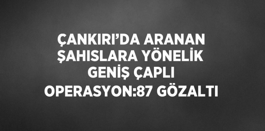 ÇANKIRI’DA ARANAN ŞAHISLARA YÖNELİK GENİŞ ÇAPLI OPERASYON:87 GÖZALTI