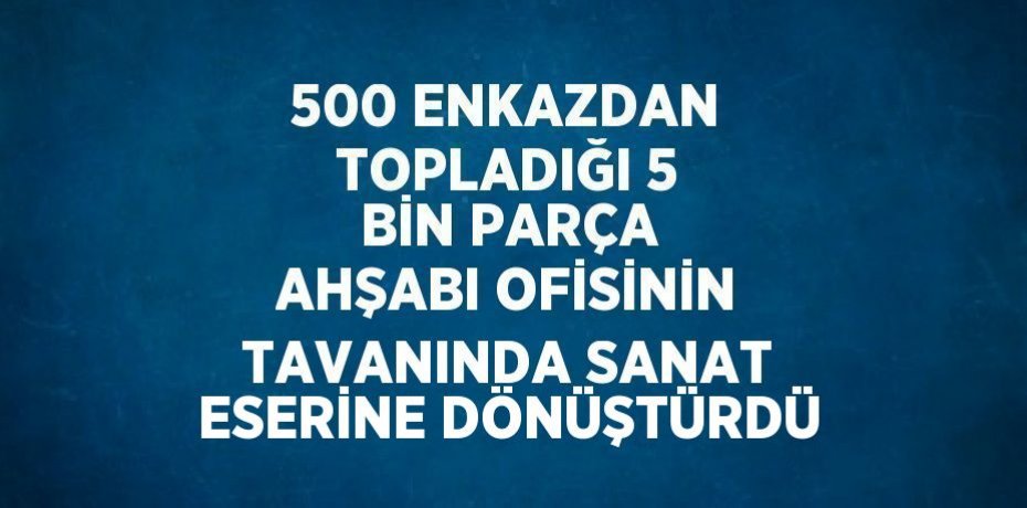500 ENKAZDAN TOPLADIĞI 5 BİN PARÇA AHŞABI OFİSİNİN TAVANINDA SANAT ESERİNE DÖNÜŞTÜRDÜ