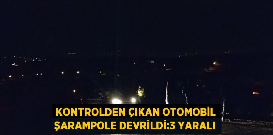 KONTROLDEN ÇIKAN OTOMOBİL ŞARAMPOLE DEVRİLDİ:3 YARALI