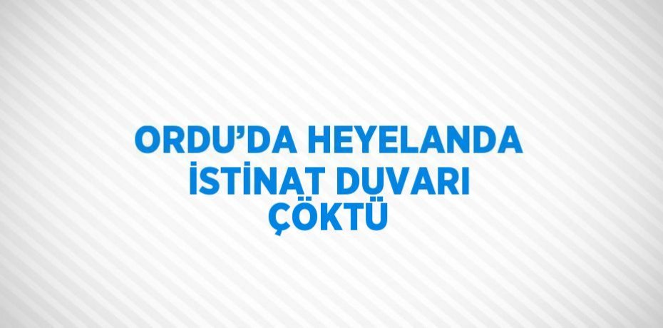 ORDU’DA HEYELANDA İSTİNAT DUVARI ÇÖKTÜ