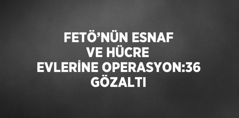 FETÖ’NÜN ESNAF VE HÜCRE EVLERİNE OPERASYON:36 GÖZALTI