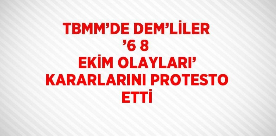 TBMM’DE DEM’LİLER ’6 8 EKİM OLAYLARI’ KARARLARINI PROTESTO ETTİ