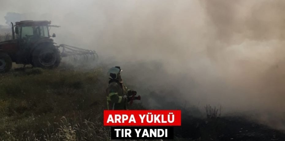 Arpa yüklü tır yandı