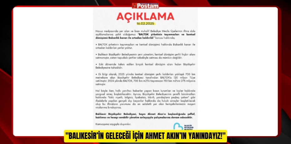 "BALIKESİR’İN GELECEĞİ İÇİN AHMET AKIN’IN YANINDAYIZ!"