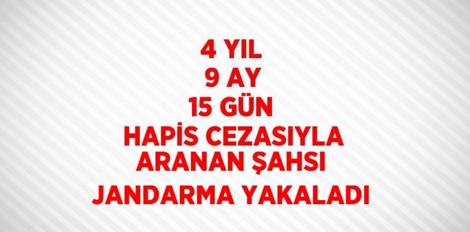 4 YIL 9 AY 15 GÜN HAPİS CEZASIYLA ARANAN ŞAHSI JANDARMA YAKALADI