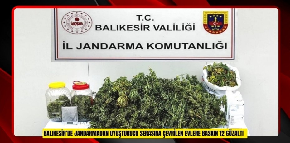 Balıkesir’de jandarmadan uyuşturucu serasına çevrilen evlere baskın: 12 gözaltı  