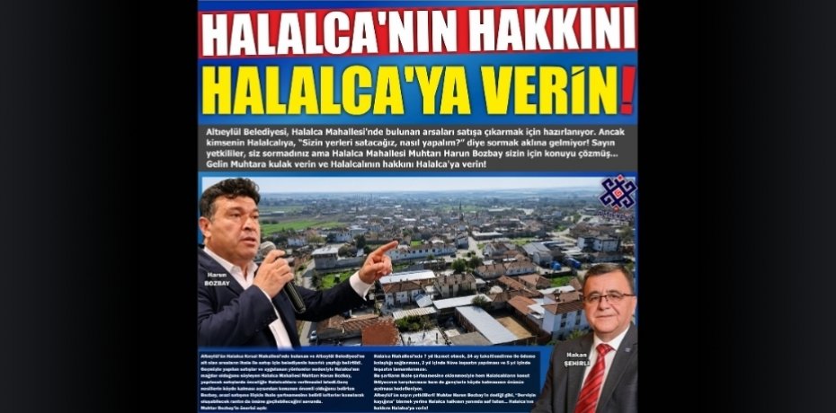 HALALCA'NIN HAKKINI HALALCA'YA VERİN!