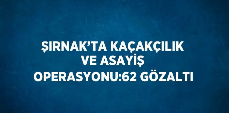 ŞIRNAK’TA KAÇAKÇILIK VE ASAYİŞ OPERASYONU:62 GÖZALTI