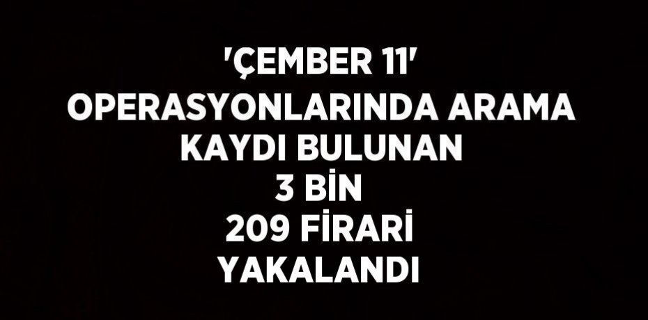 'ÇEMBER 11' OPERASYONLARINDA ARAMA KAYDI BULUNAN 3 BİN 209 FİRARİ YAKALANDI