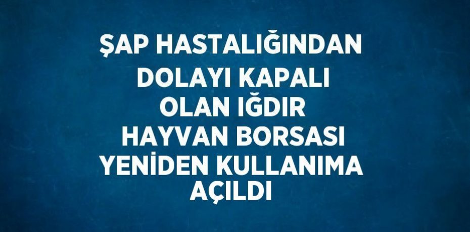 ŞAP HASTALIĞINDAN DOLAYI KAPALI OLAN IĞDIR HAYVAN BORSASI YENİDEN KULLANIMA AÇILDI